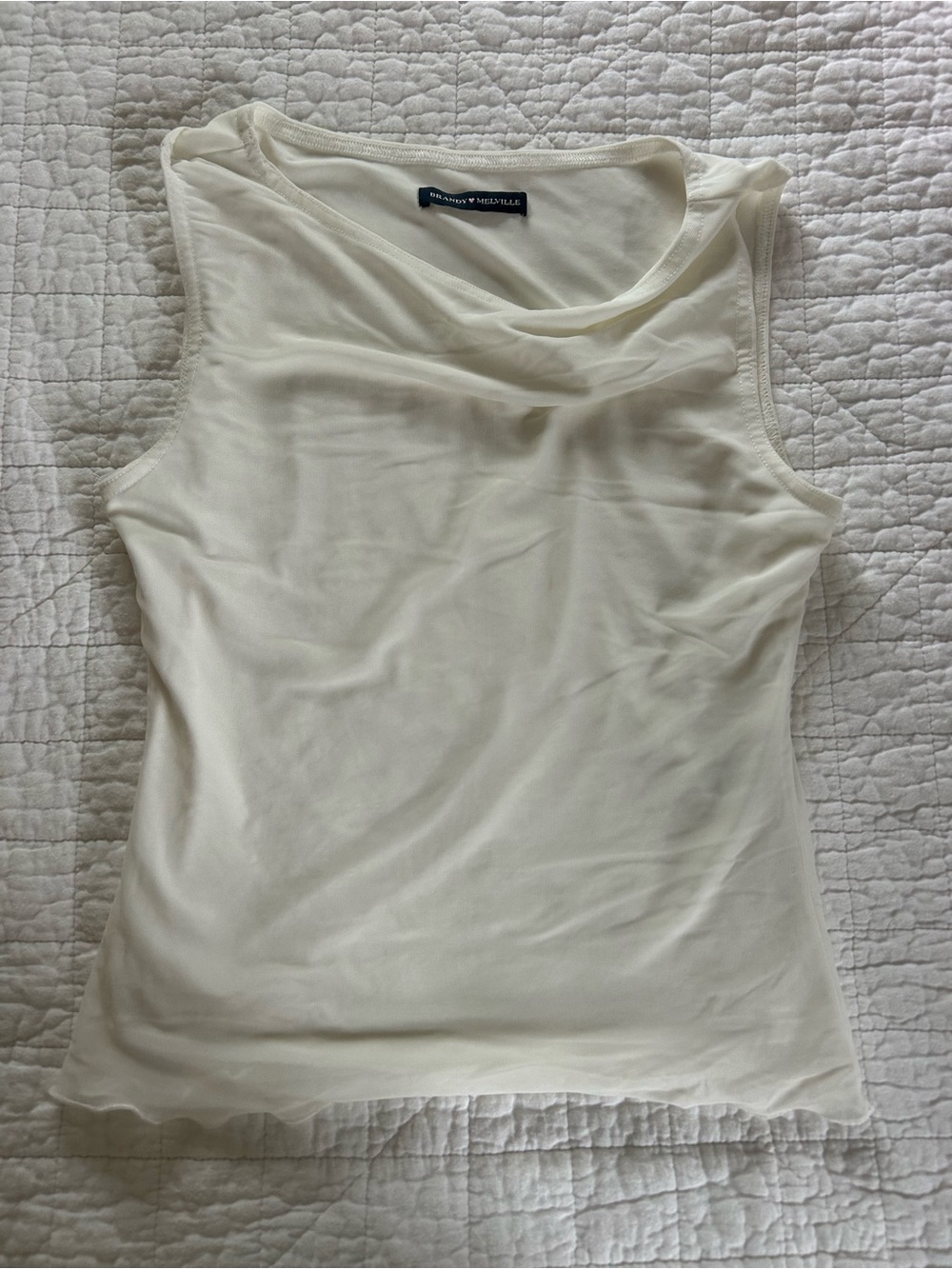 Brandy Melville Cream Sleeveless Mesh Tank